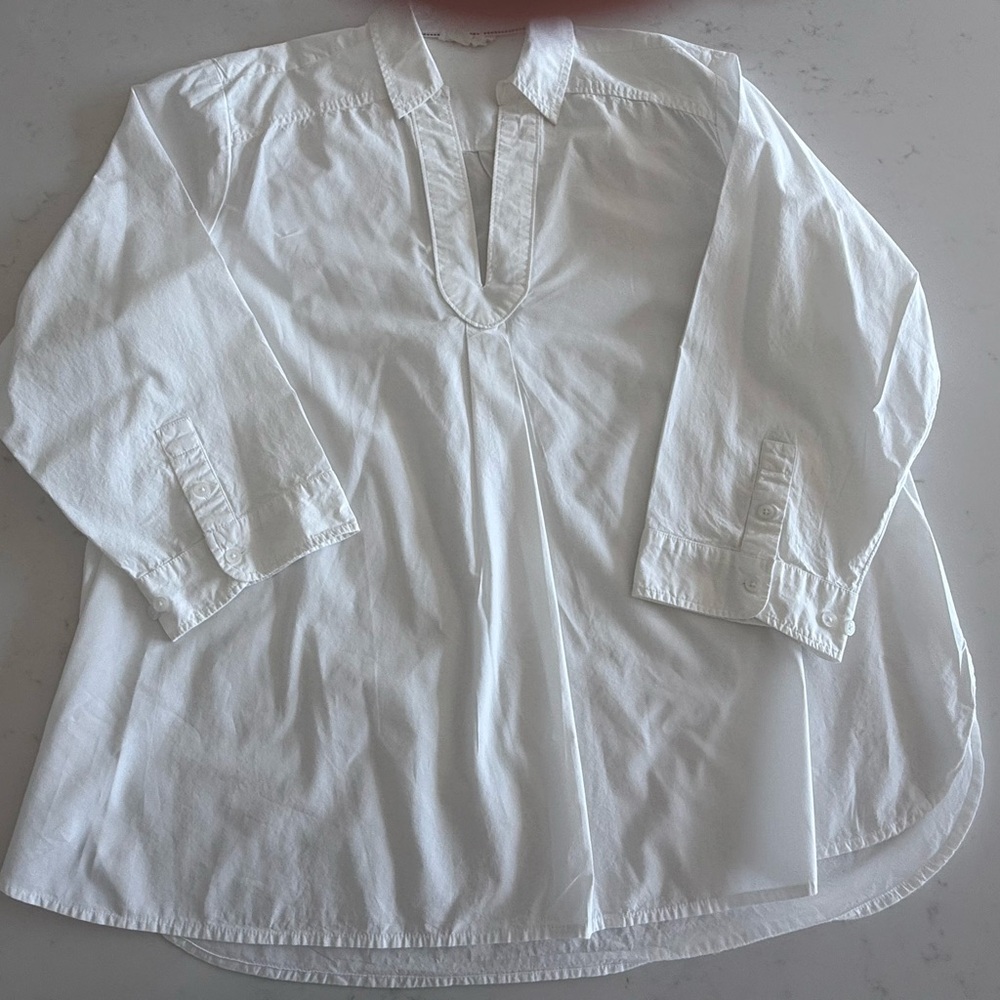 Anthropologie Crisp White Blouse sz 1X